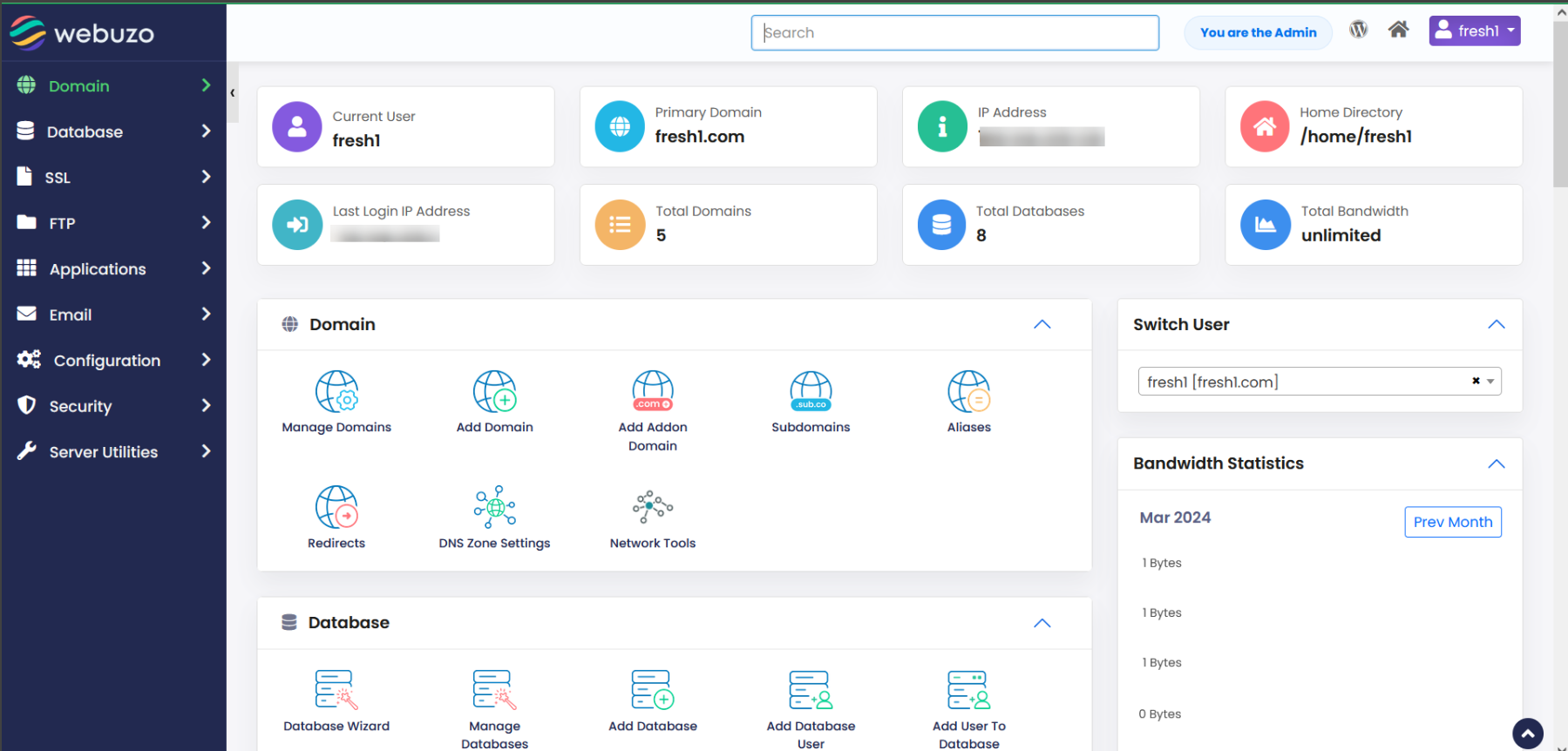 Webuzo Dashboard